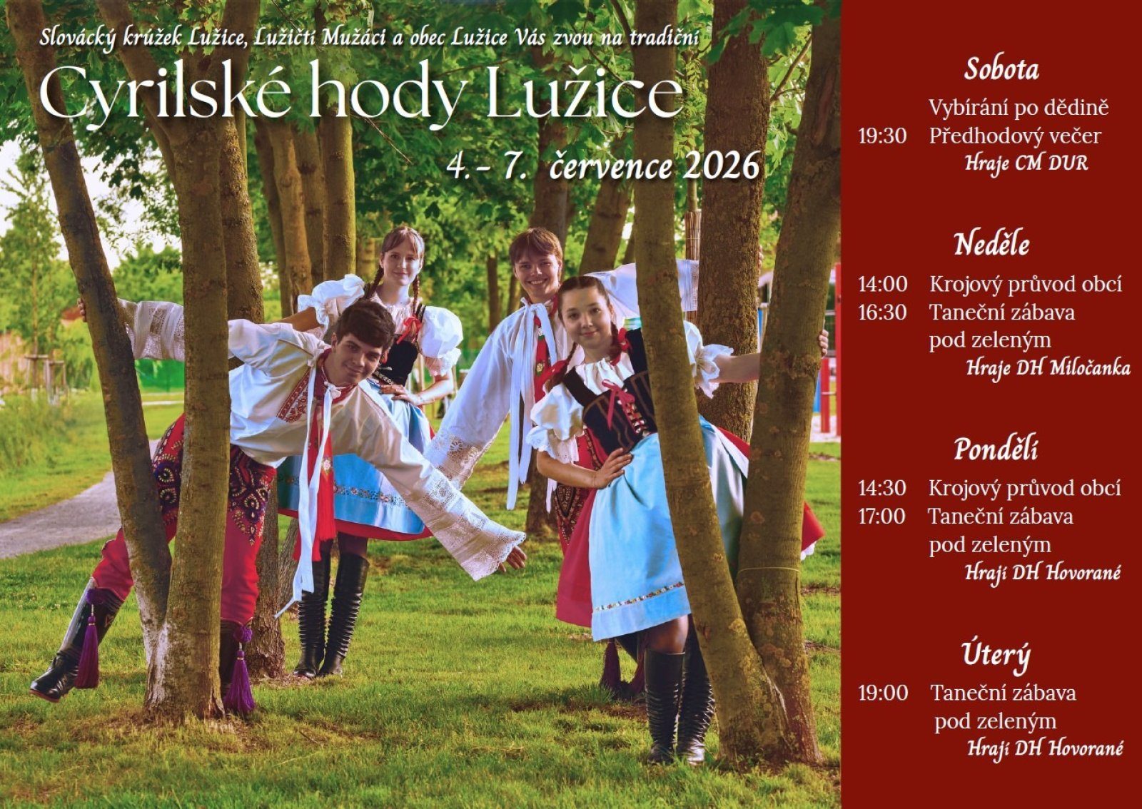 Cyrilské hody Lužice 2026, úterý