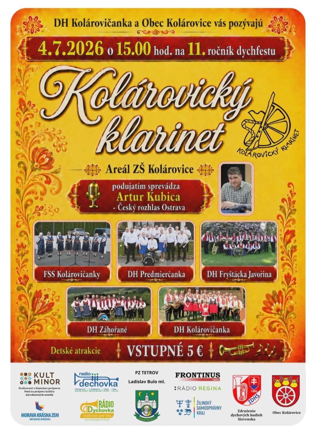 Kolárovický klarinet - dychfest 2026