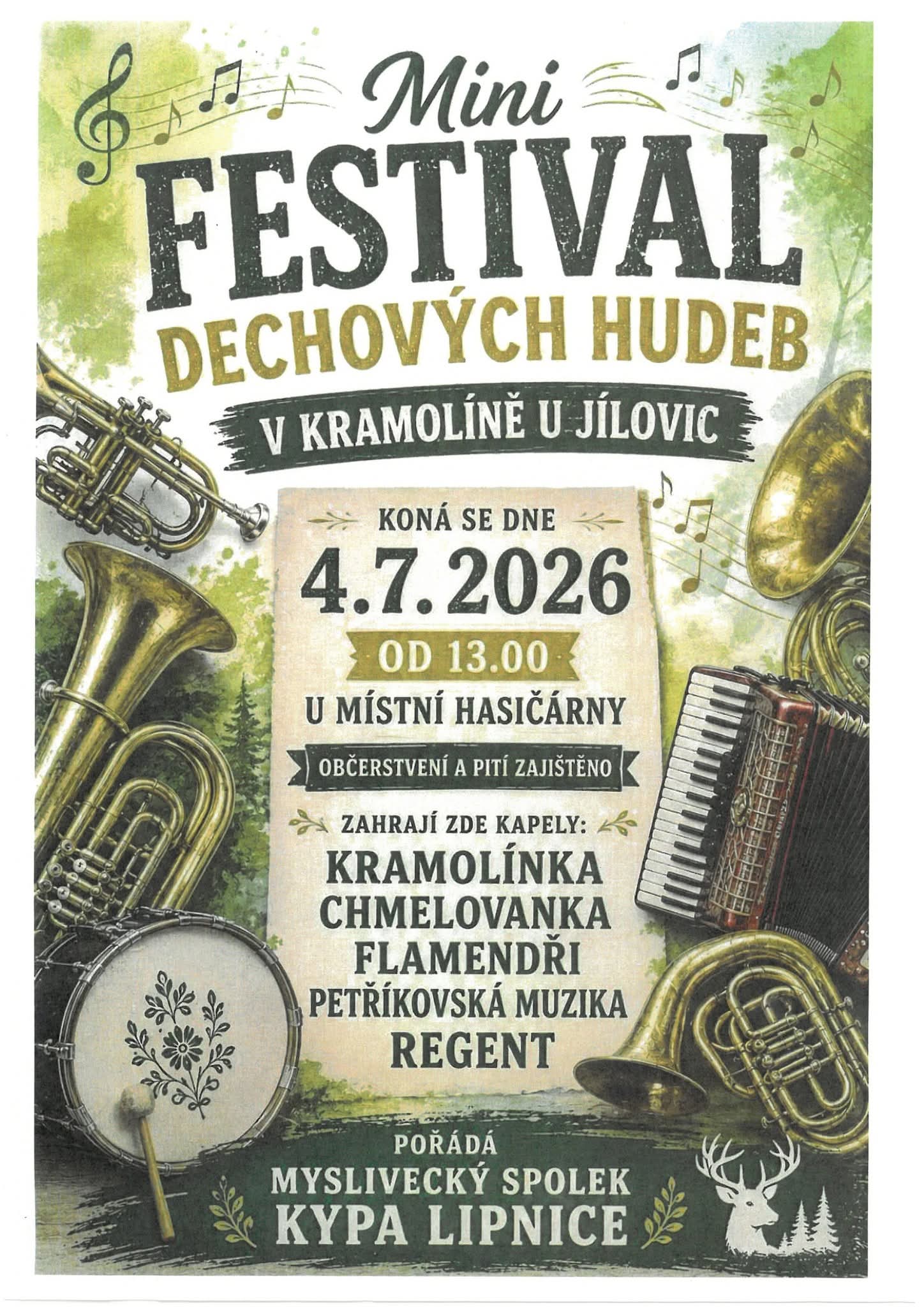 Mini festival dechových hudeb v Kramolíně u Jílovic
