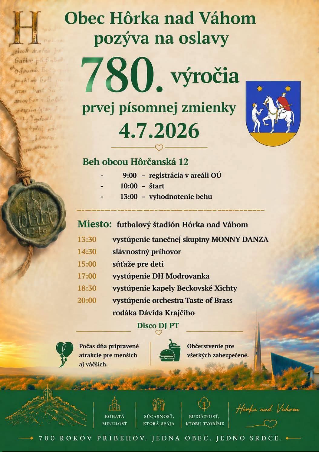 780. výročie obce Hôrka nad Váhom