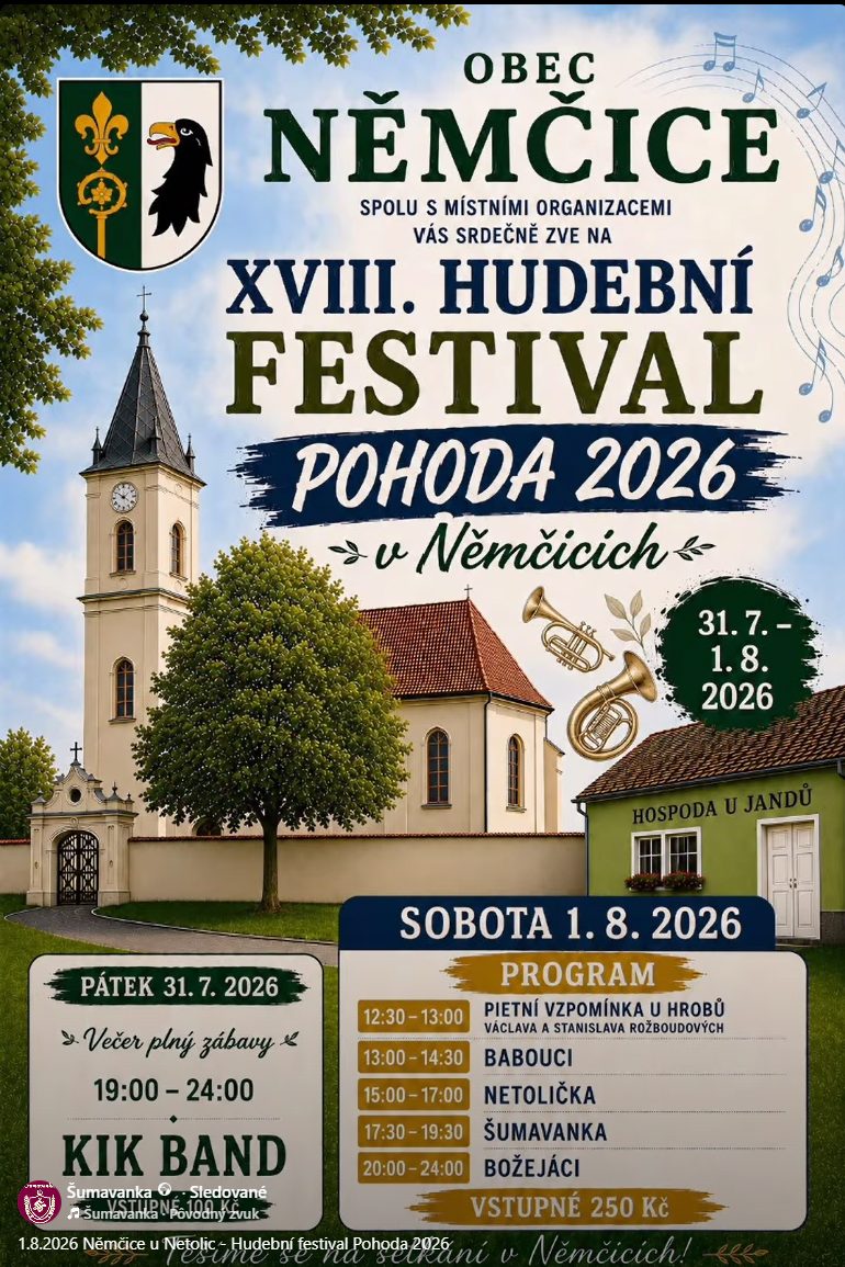 XVIII. Hudební festival "Dechovková pohoda 2026" v Němčicích